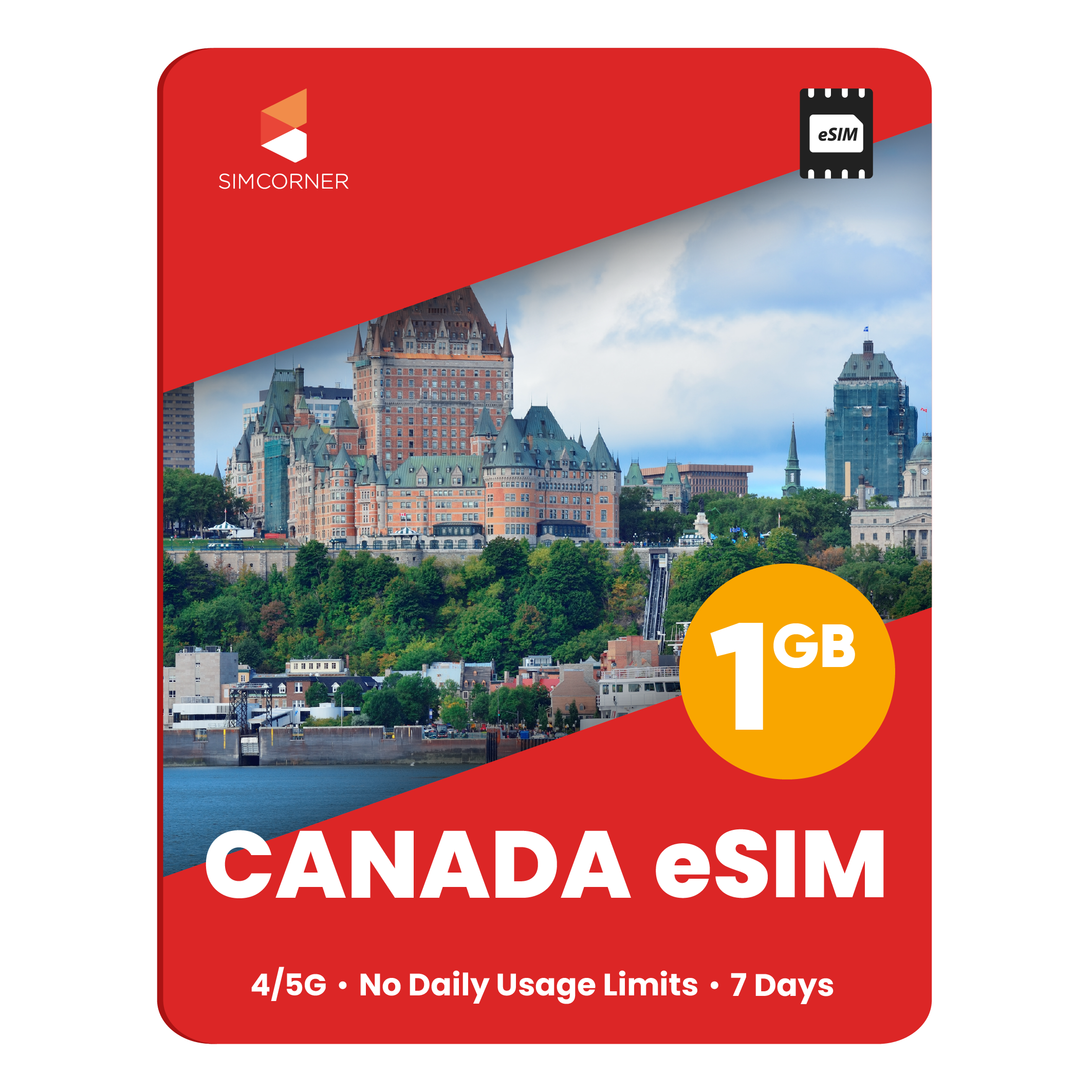 Canada eSIM: 1GB - 7 Days - SimCorner