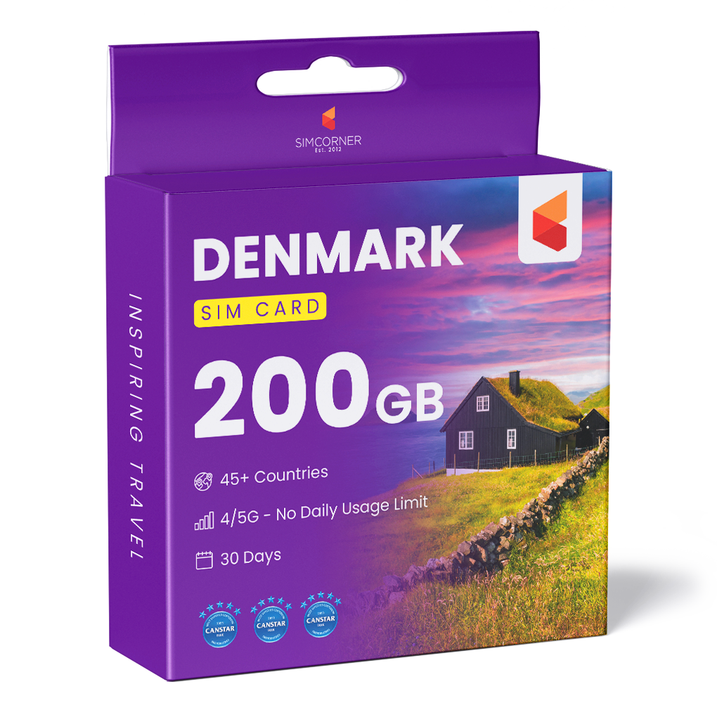 Denmark Travel Sim Card 200GB - SimCorner