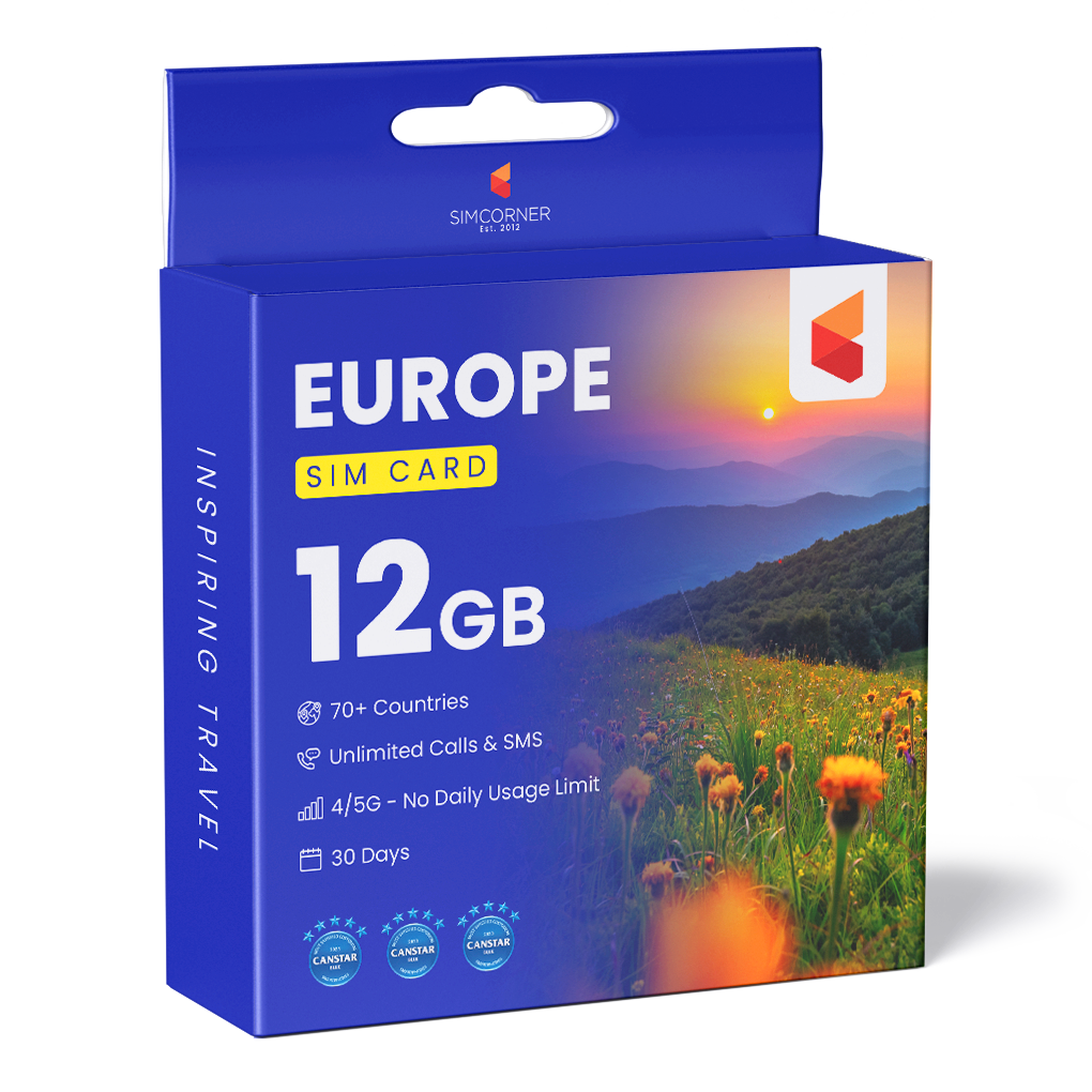 Europe SIM Card 12GB I 71 countries I 30 Days I SimCorner