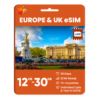 Thumbnail for eSIM Europe & UK (12GB, 18GB or 30GB)