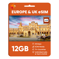 Thumbnail for eSIM Europe & UK (12GB, 18GB or 30GB)
