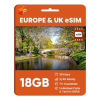 Thumbnail for eSIM Europe & UK (12GB, 18GB or 30GB)