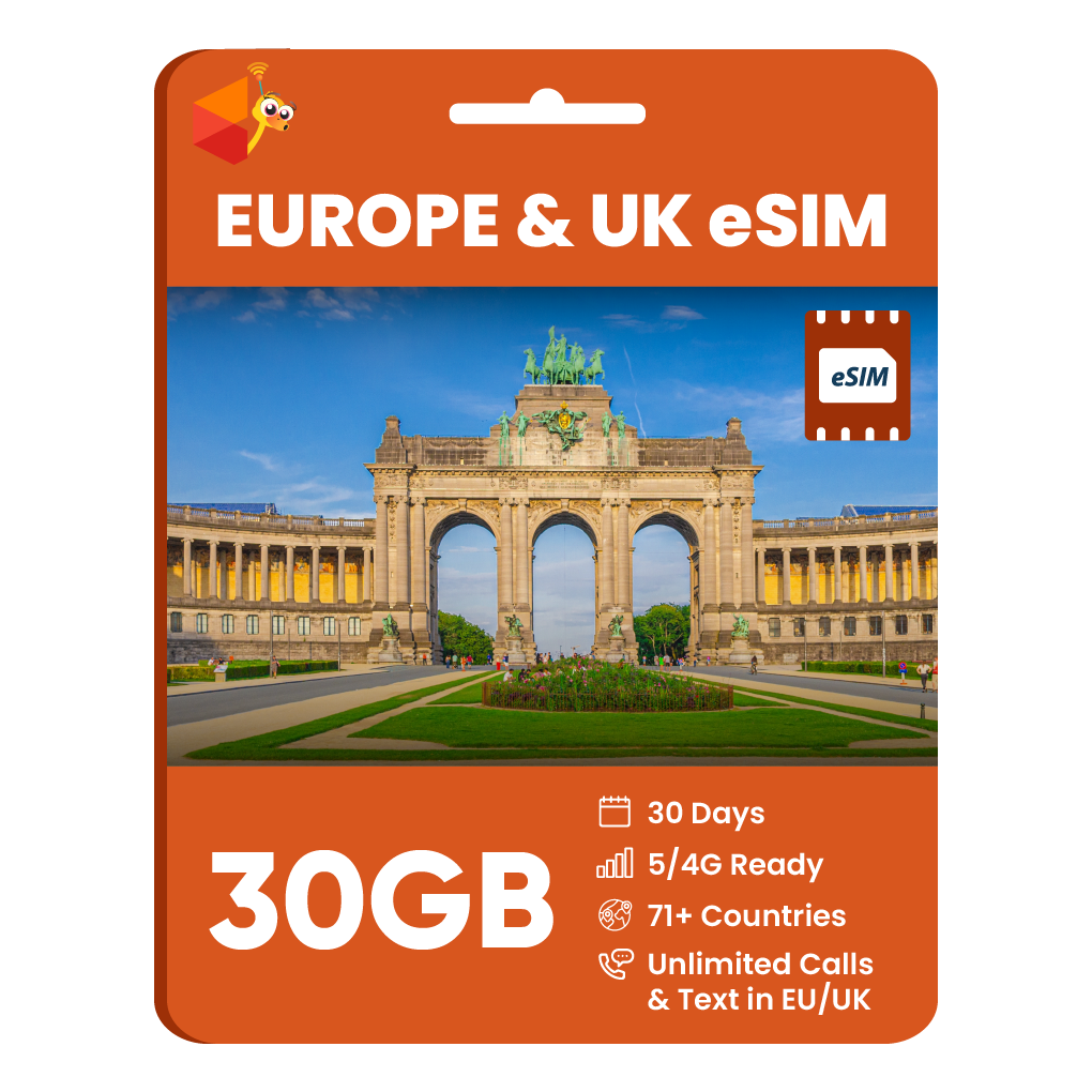 eSIM Europe & UK (12GB, 18GB or 30GB)
