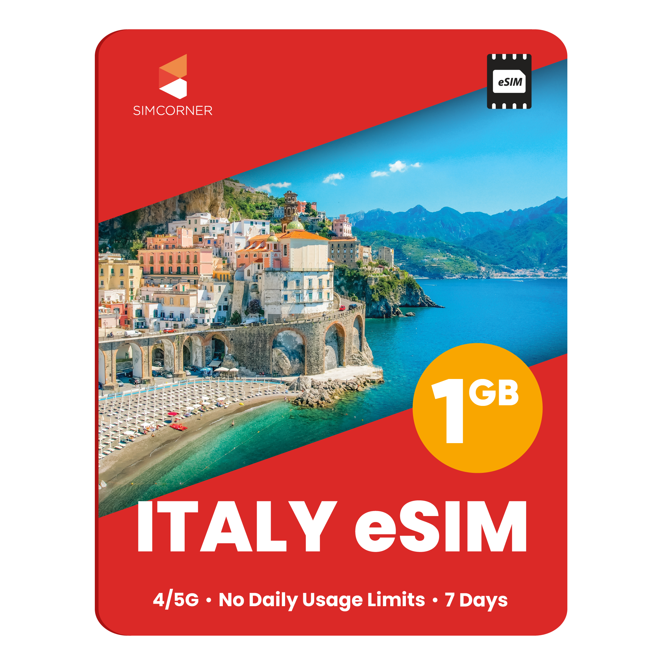 Italy eSIM: 1GB - 7 Days - SimCorner