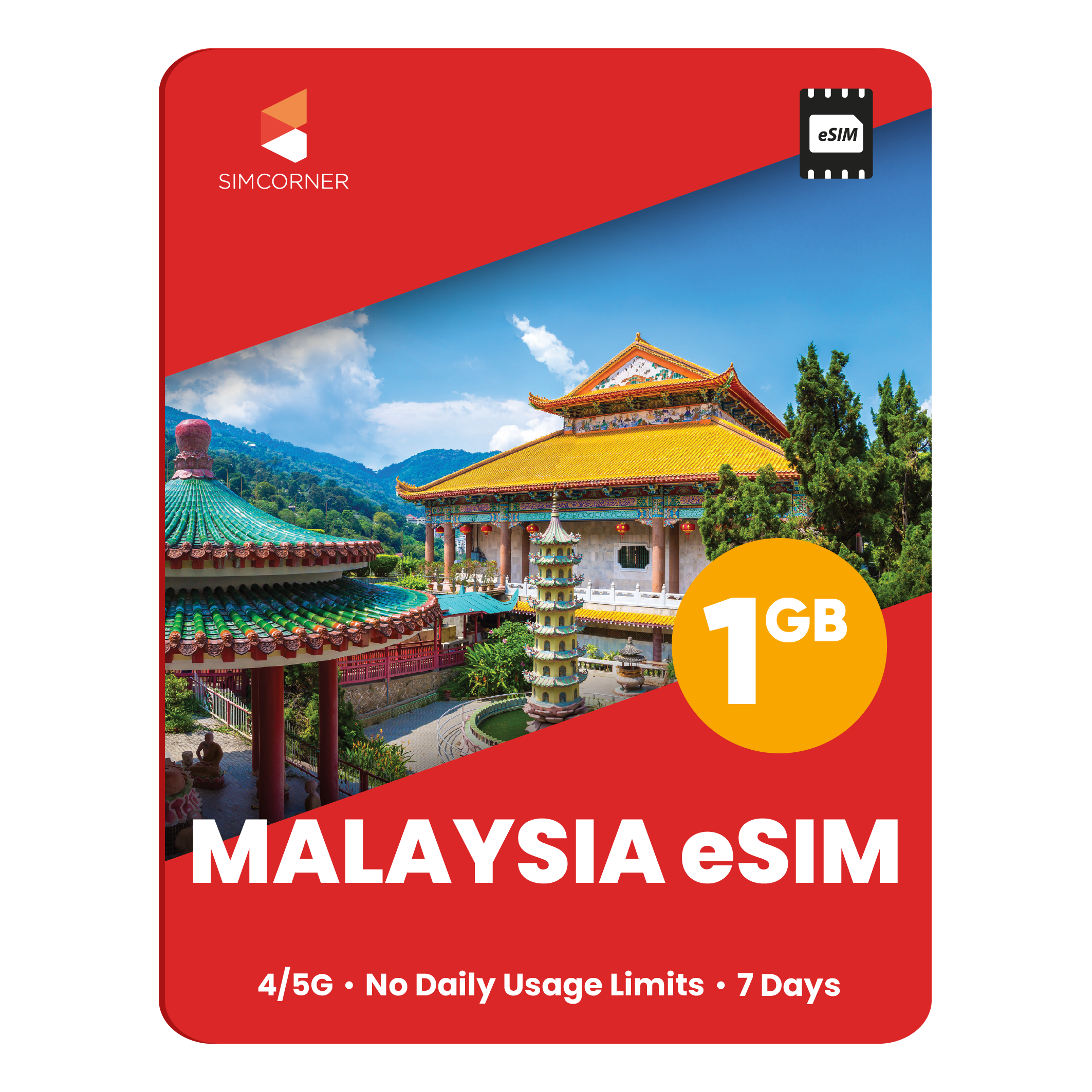 Malaysia eSIM: 1GB - 7 Days - SimCorner