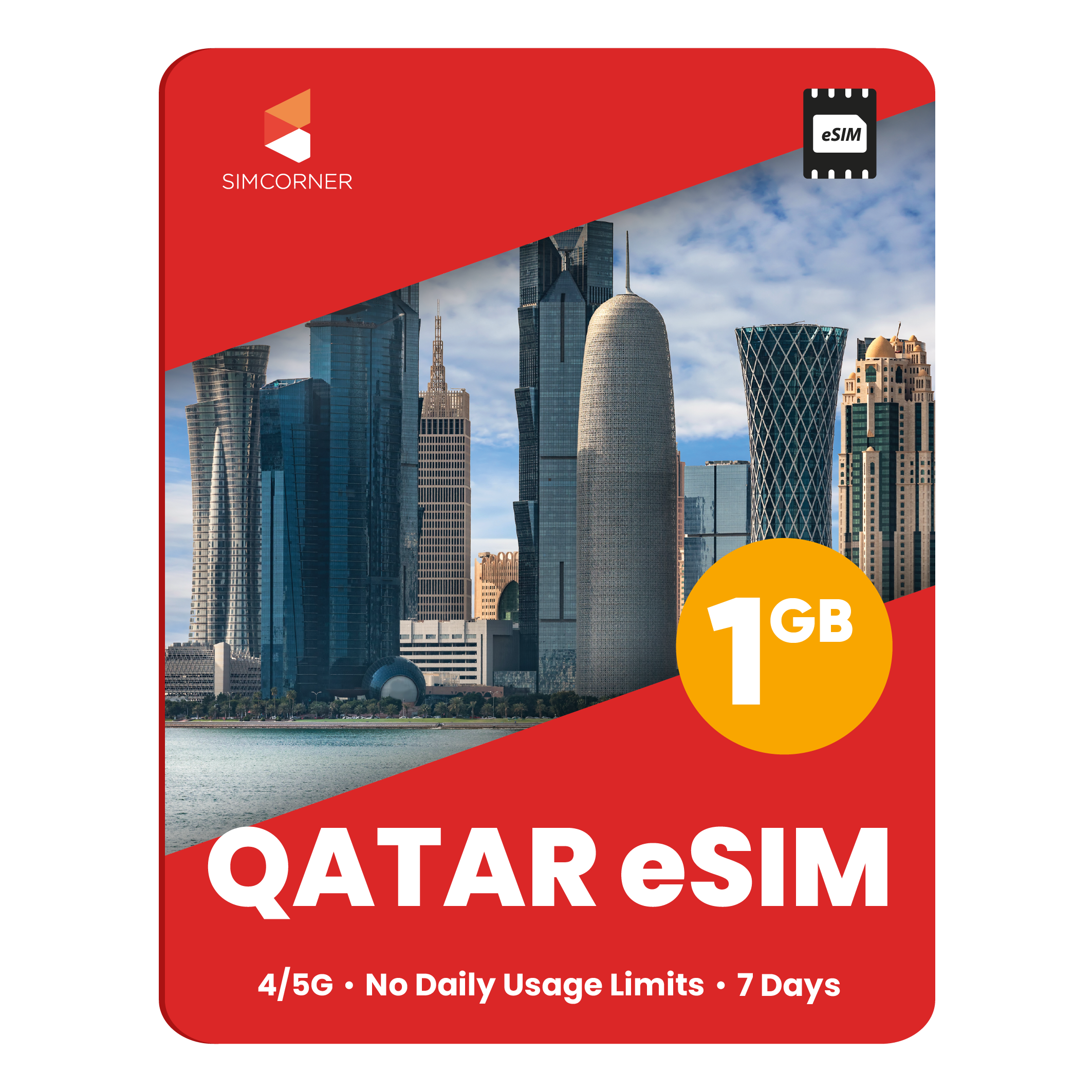 Qatar eSIM: 1GB - 7 Days - SimCorner