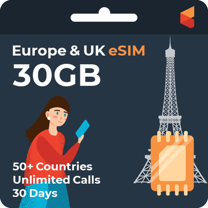 eSIM Europe Card (30GB) for 30 Days | SimCorner
