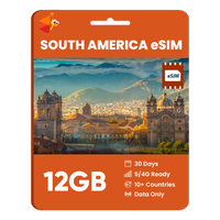 Thumbnail for South America Data eSIM (12GB, 18GB or 30GB)