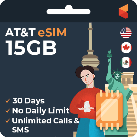 [eSIM] AT&T USA Travel SIM - 15GB (USA , Canada, Mexico)