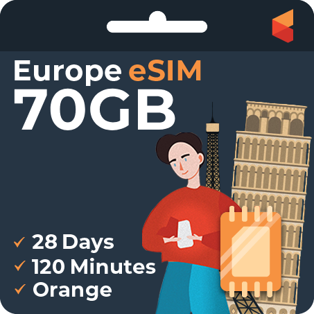 Orange eSIM Europe 28 Days 70GB SimCorner