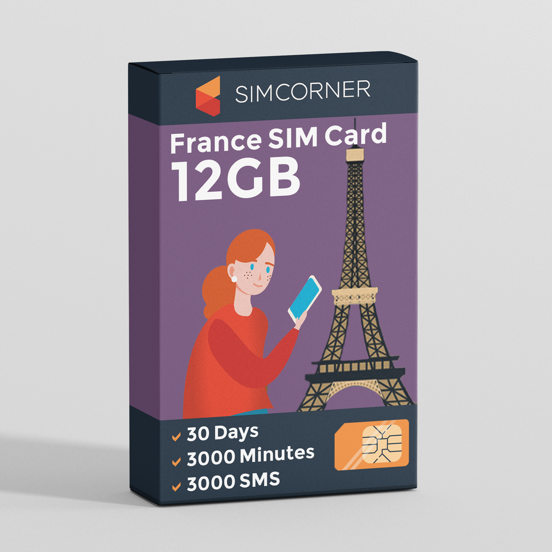 France Travel Sim Card (12GB)