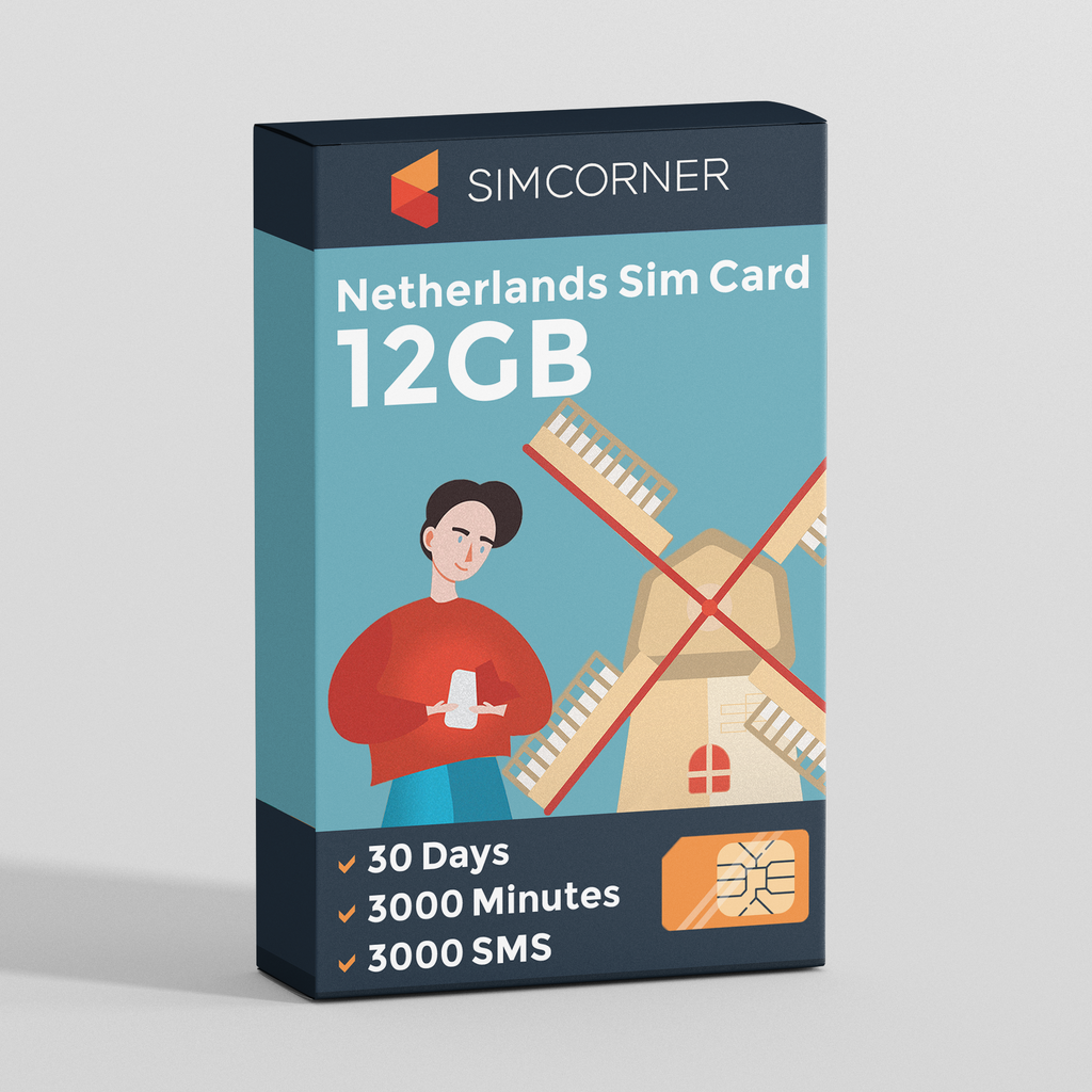 Netherlands Travel Sim Card (12GB)