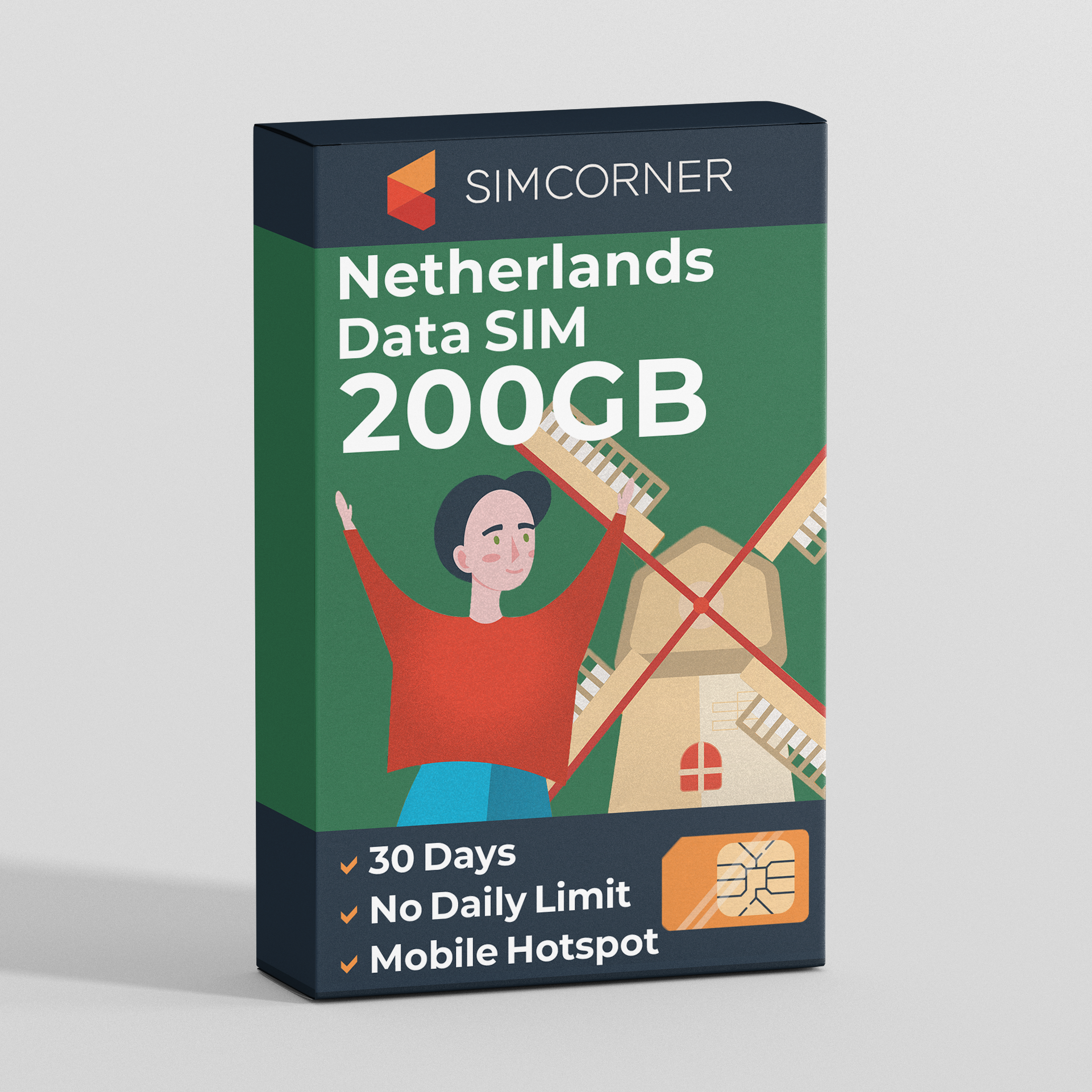 Netherlands Travel Sim Card 200GB | SimCorner